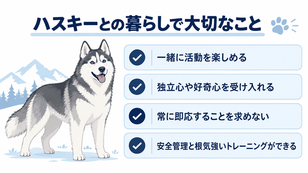 シベリアンハスキーとの暮らしで大切な4つの考え方