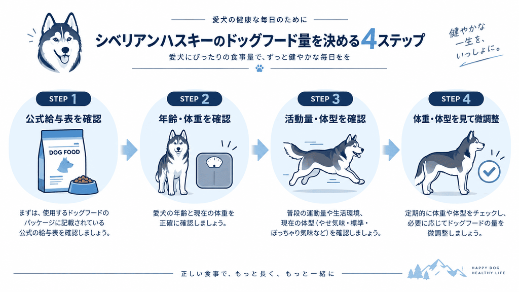 ハスキーのご飯の量を決める4ステップ