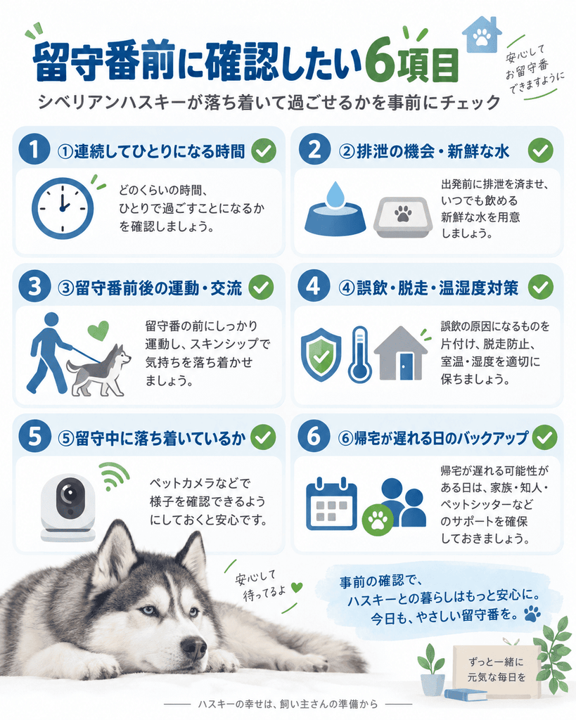 ハスキーを留守番させる前に確認したい6つのポイント