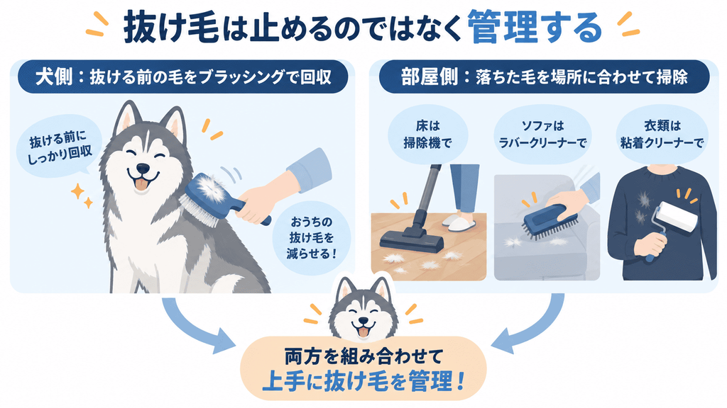ハスキーの抜け毛をブラッシングと室内掃除の2方向で管理する方法