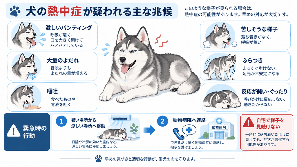 犬の熱中症が疑われる主な兆候と緊急時の対応