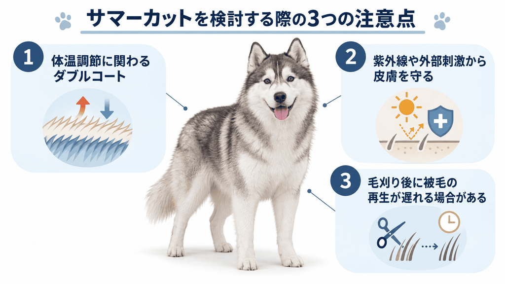 ハスキーのサマーカットが推奨されない主な3つの理由