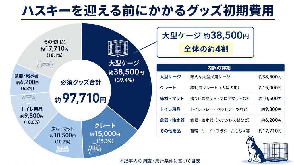 シベリアンハスキーを迎える前に必要なグッズの初期費用内訳