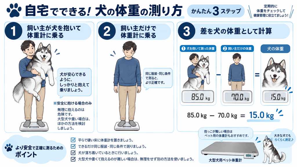 安全に抱ける場合のハスキーの家庭での体重測定方法